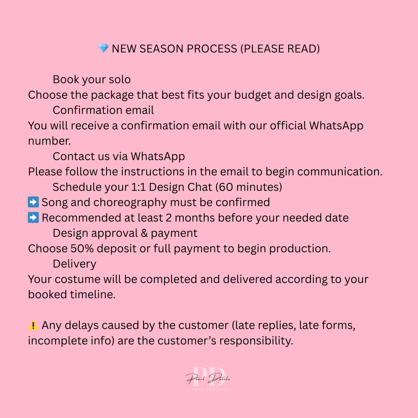 Pearl Dazzle Solo Custom Costume Booking 26/27