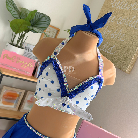 Ready to ship - Adult Small-Blue Polka Dot Jazz Costume