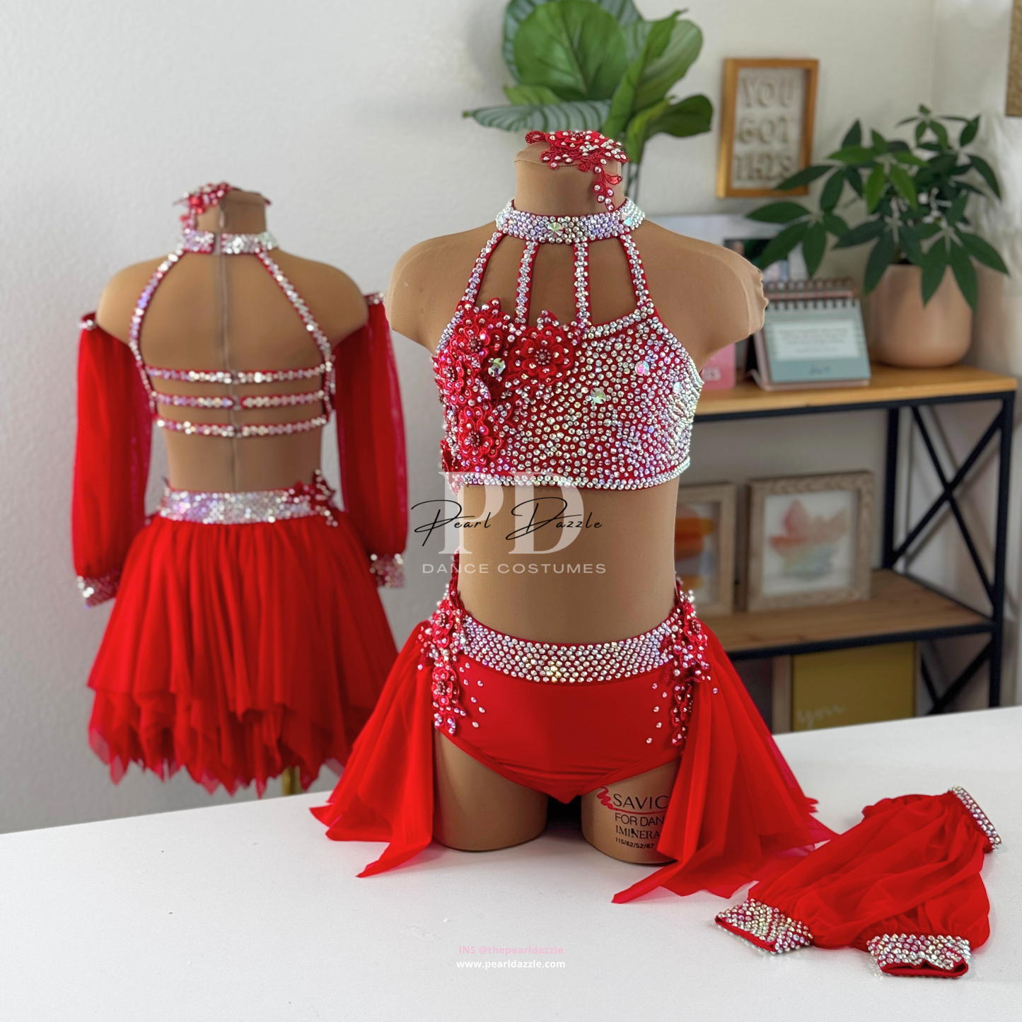 #2310 booking - 8.13 duet red color Lyrical Dance Costume