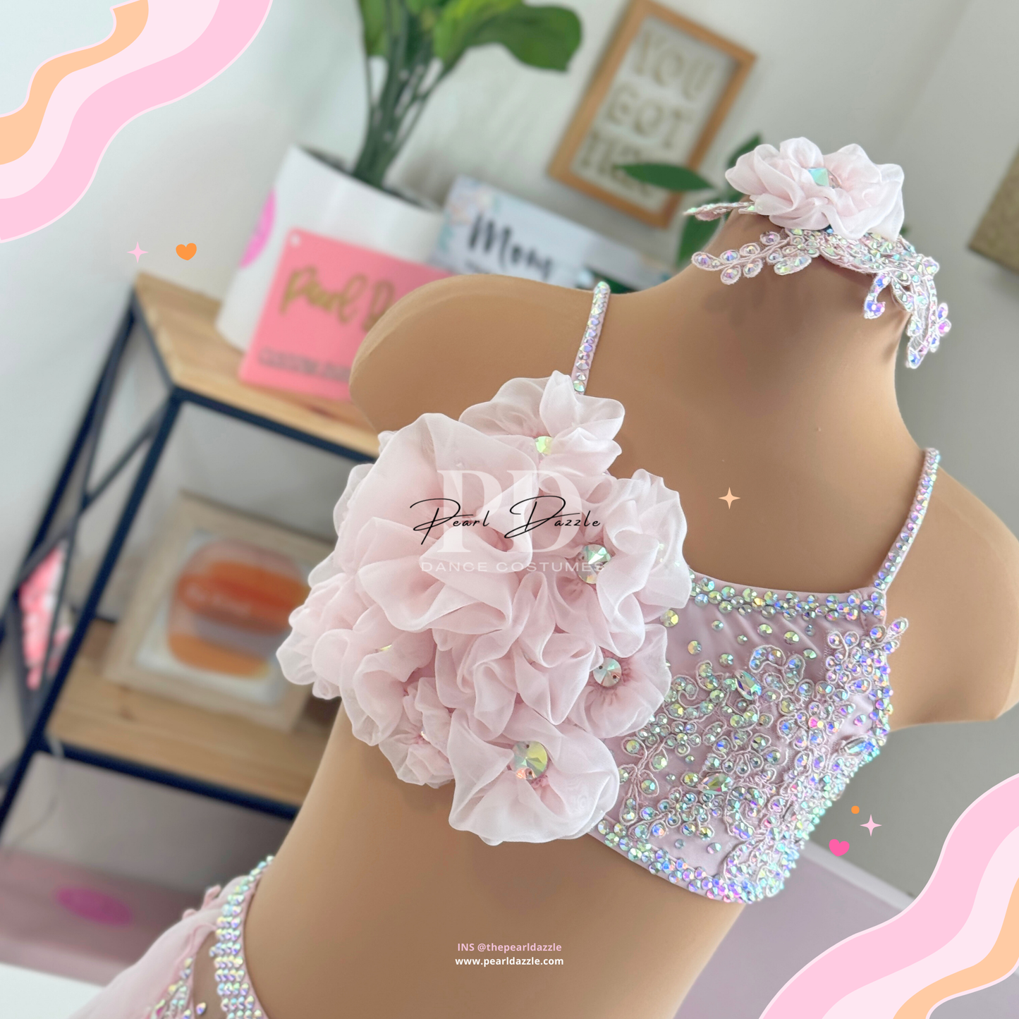 Ready to ship -CS(5-6Y)-Baby Pink Floral Princess Lyrical Costume (with gloves)