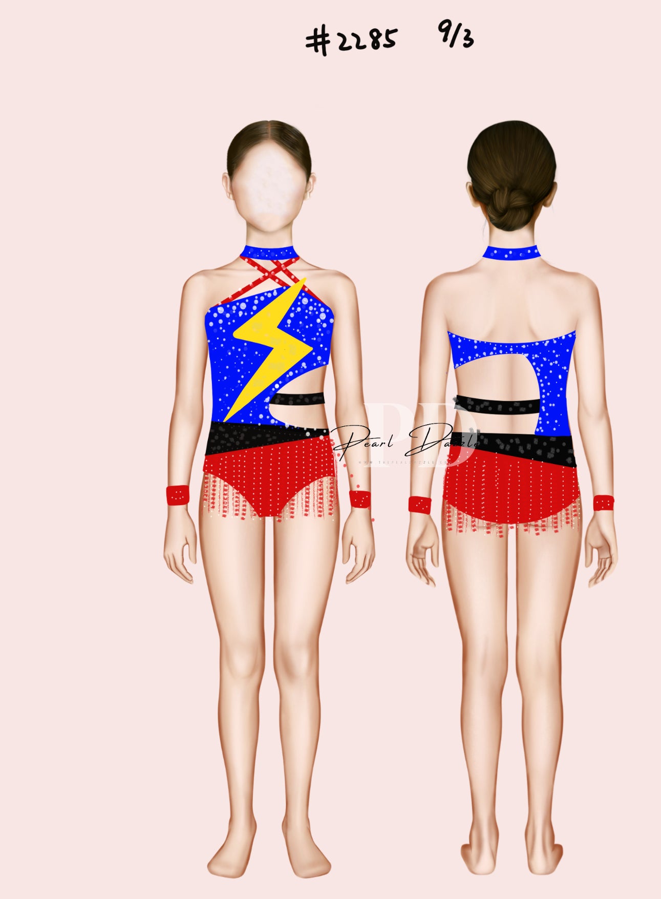#2285 booking- 9.3 Superhero themed Fringes Costume