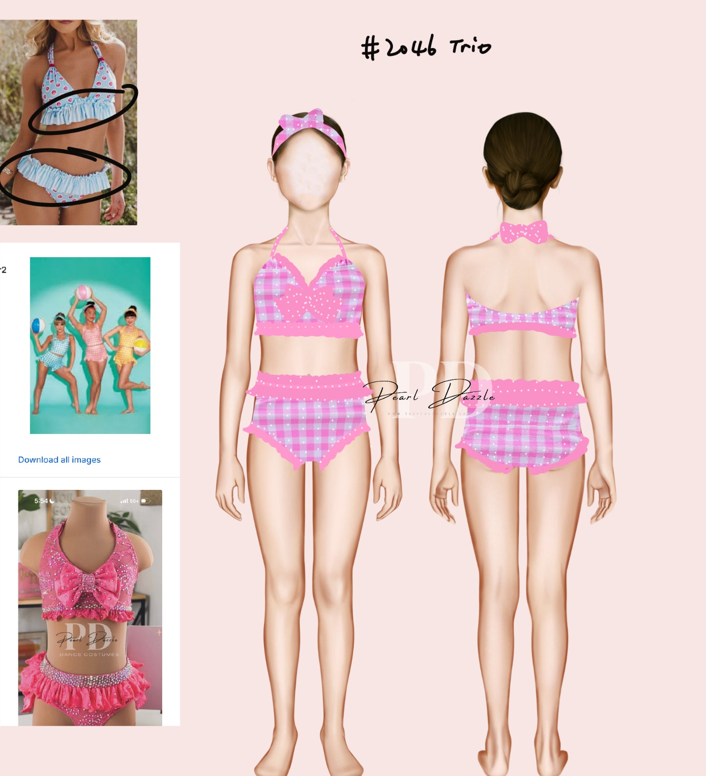 Booking #2046 - 10.17 Trio Pink/White Costume