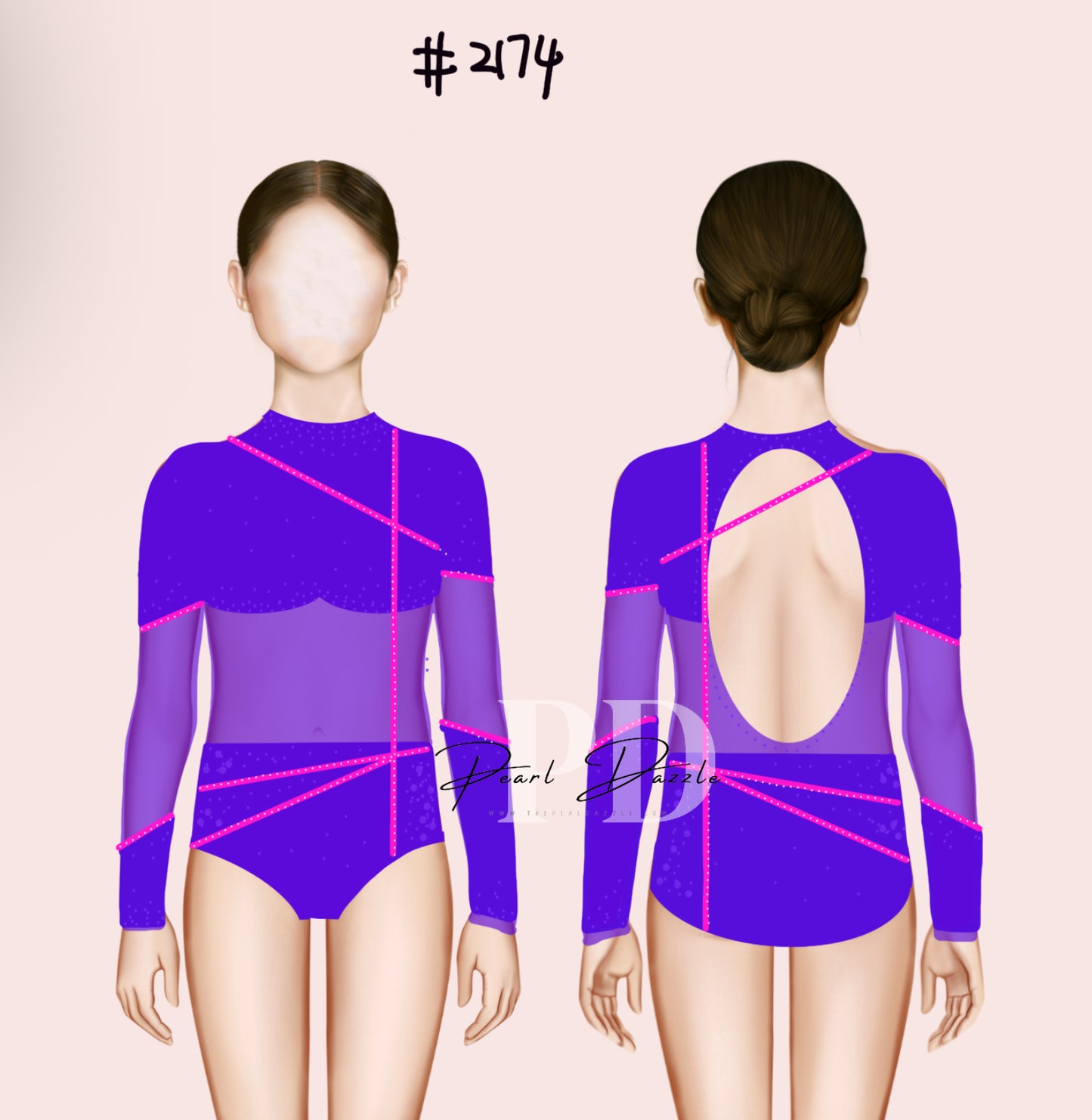 #2174 Booking -9.25 Delivery Purple+Neon pink Line Costume