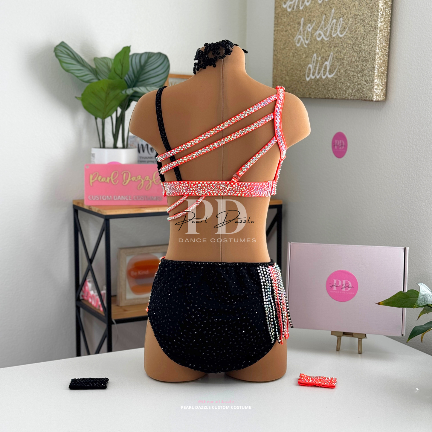 Ready to ship -AS/AM-Black Orange Jazz /Contemporary Dance Costume