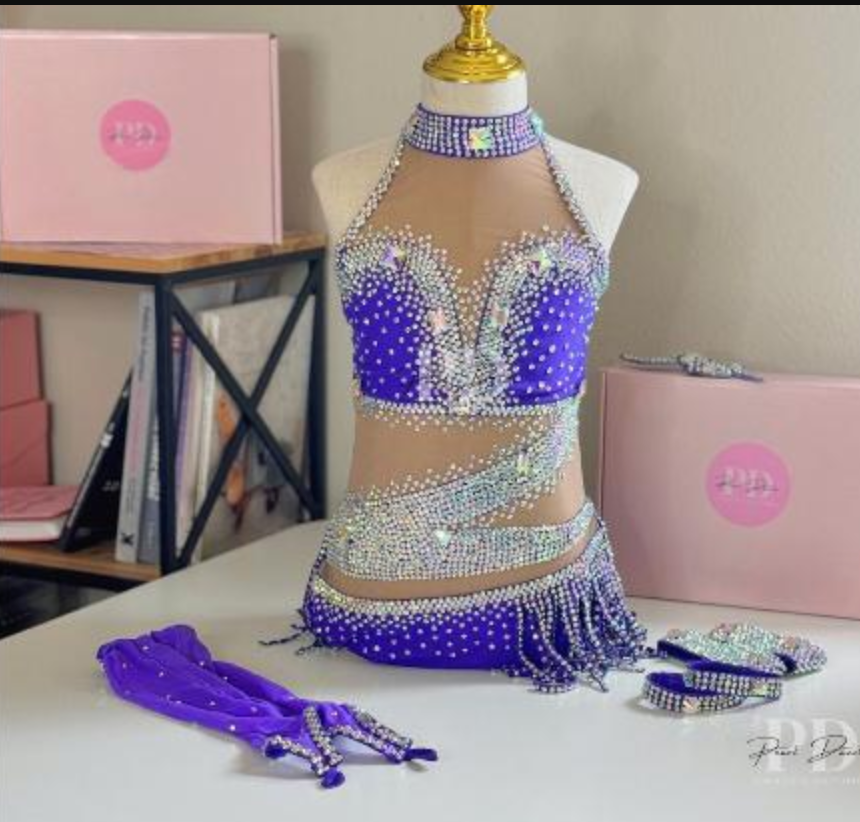 Custom order - 9.1 Royal Blue Fringes Jazz Costume