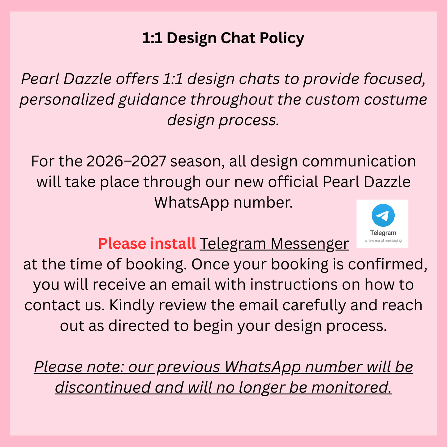 💬 Pearl Dazzle 30-Minute Design Chat -Exclusive Telegram Messenger session for booked customers only ✨