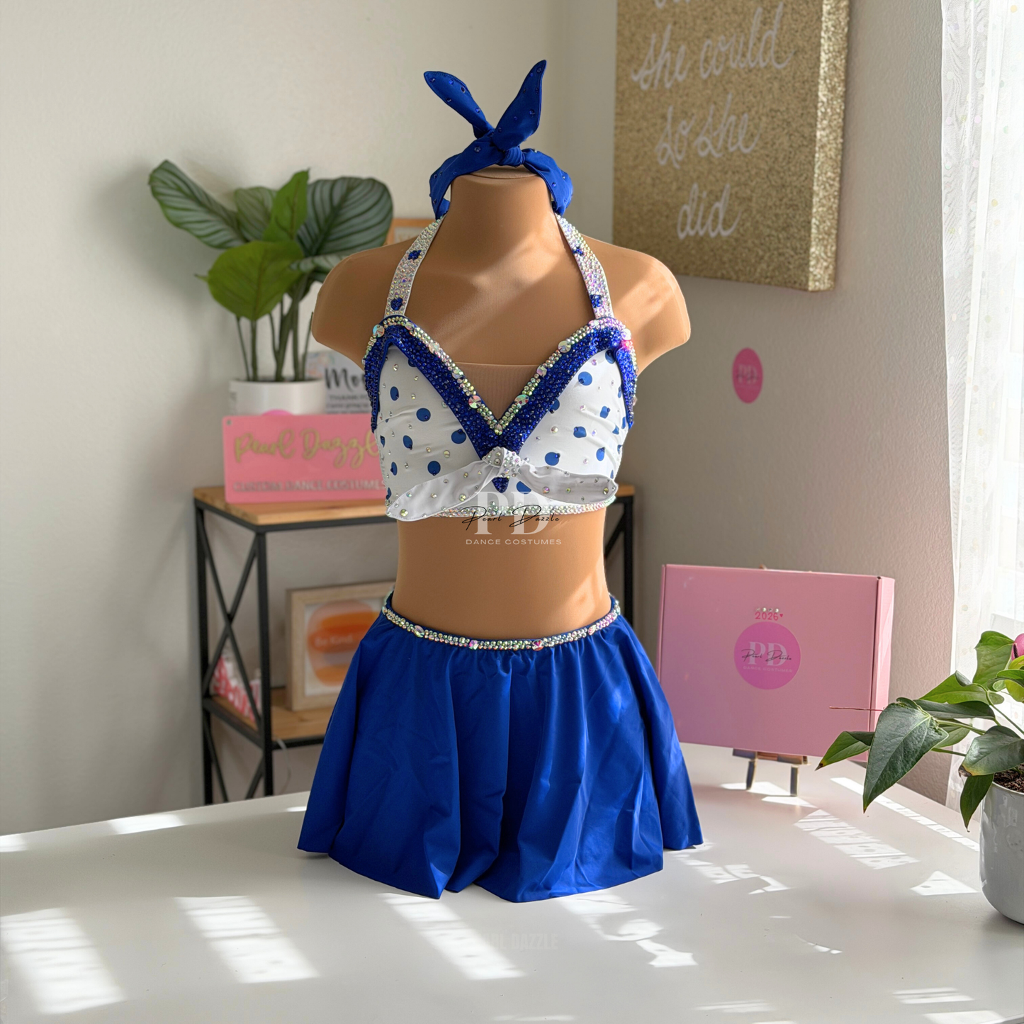 Ready to ship - Adult Small-Blue Polka Dot Jazz Costume