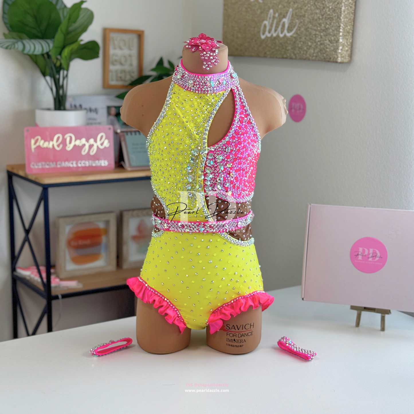 #2311 Booking – 8.20 Neon Yellow+Pink+Mesh Jazz Costume