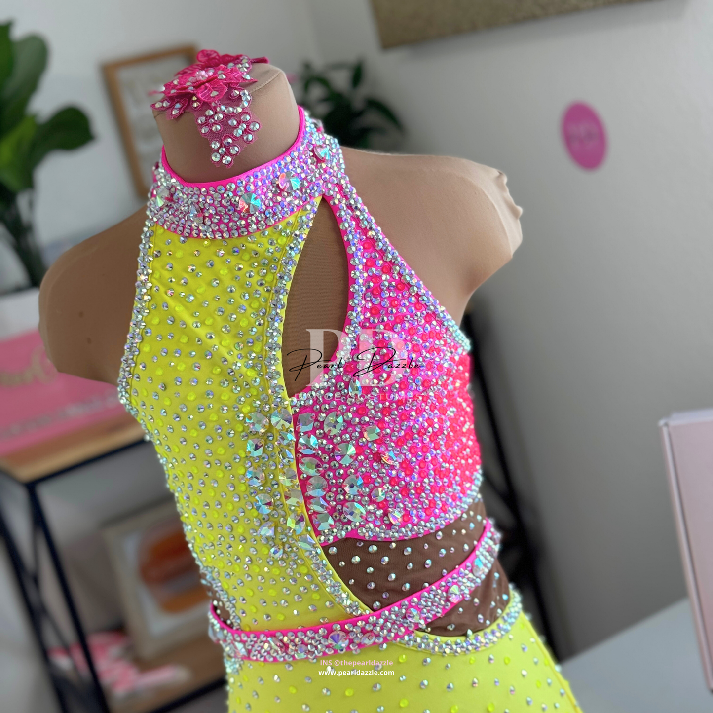 #2311 Booking – 8.20 Neon Yellow+Pink+Mesh Jazz Costume