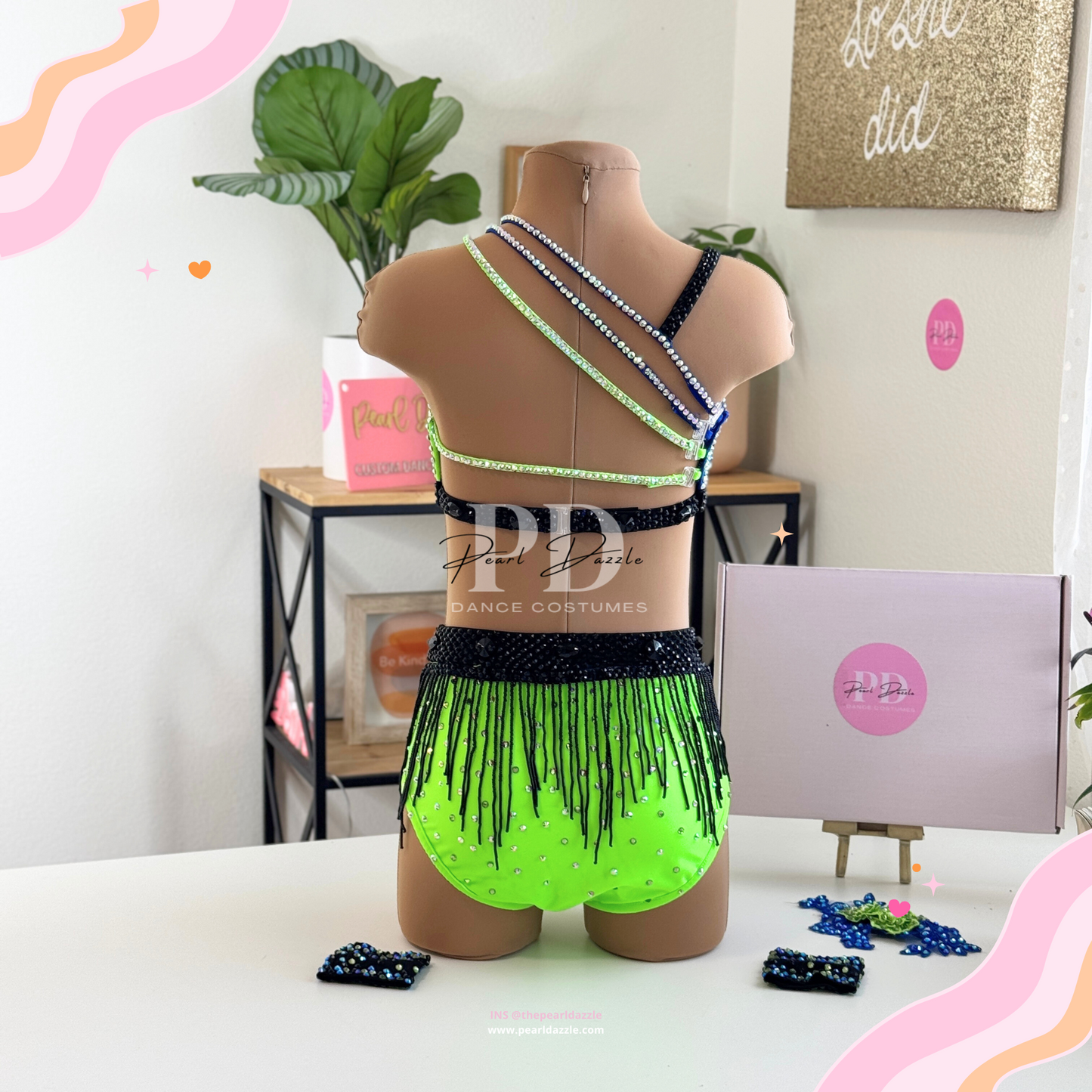 Ready to ship -CL（8-10Y）Blue Green Black Jazz Costume