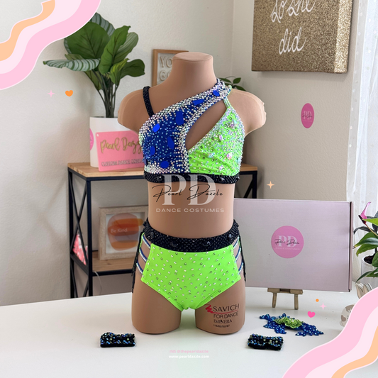 Ready to ship -CL（8-10Y）Blue Green Black Jazz Costume
