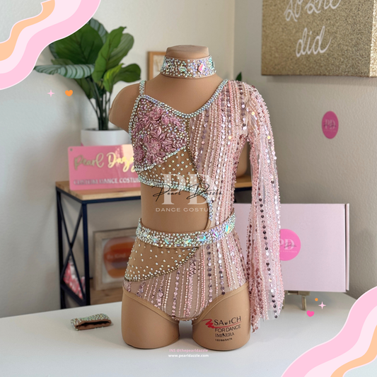 Ready to ship -CL(8-10Y)-Pink Glitter Luxurious Lyrical Jazz Dance