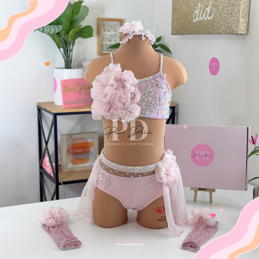 Ready to ship -CS(5-6Y)-Baby Pink Floral Princess Lyrical Costume (with gloves)
