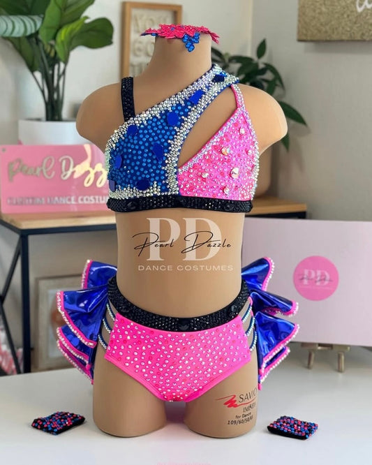 Ready to Ship – CS/CM (6-7Y) Hot Pink &Blue Ruffles Jazz Costume