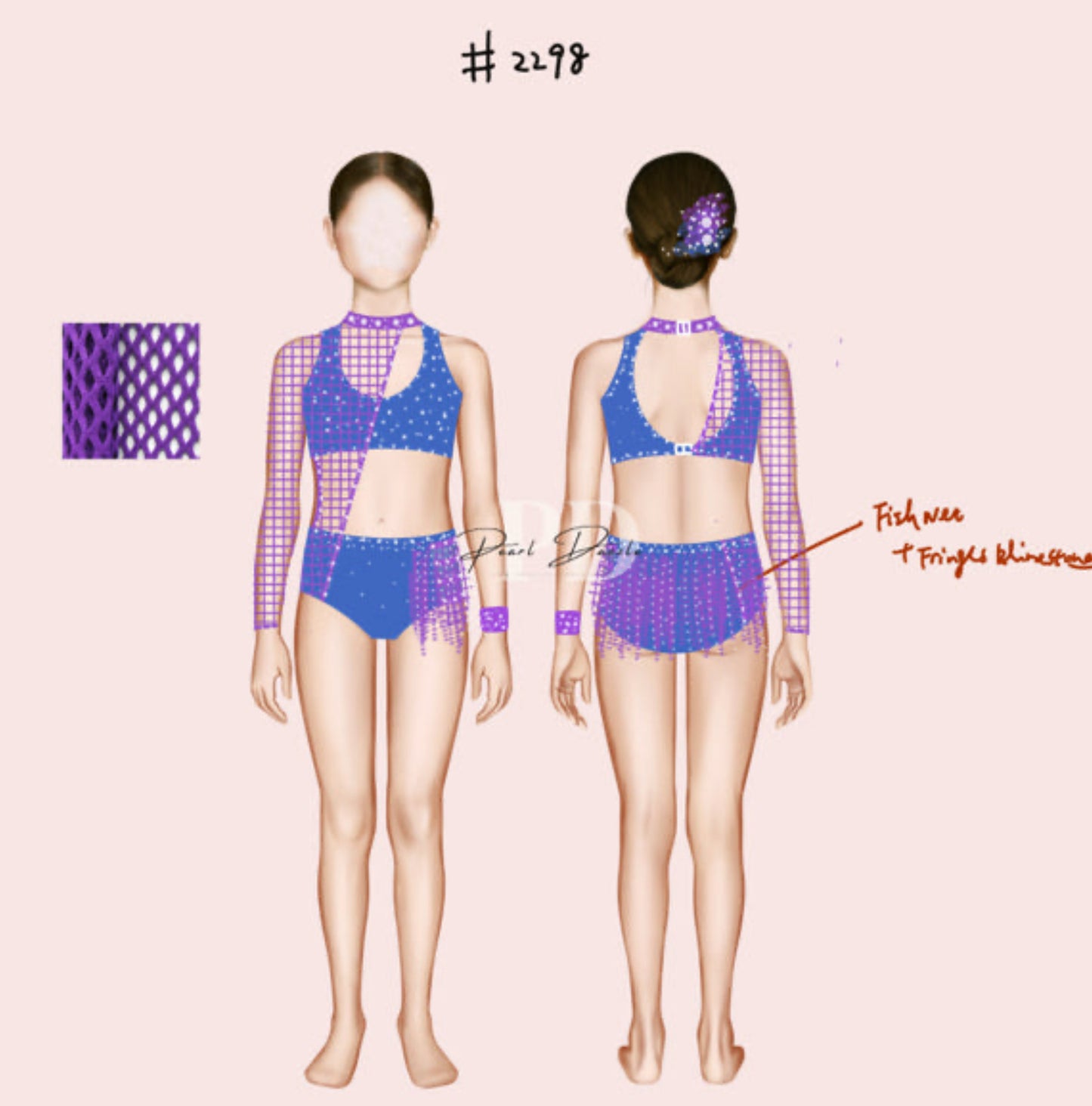 #2298 Booking -8.30 Delivery Purple fishnet style costume