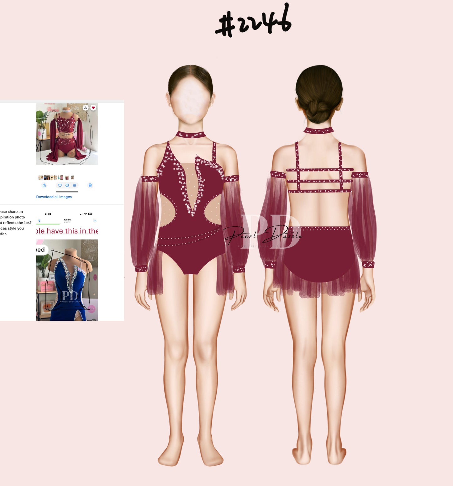 #2246 Booking -11.26 Delivery Burgundy lyrical costume