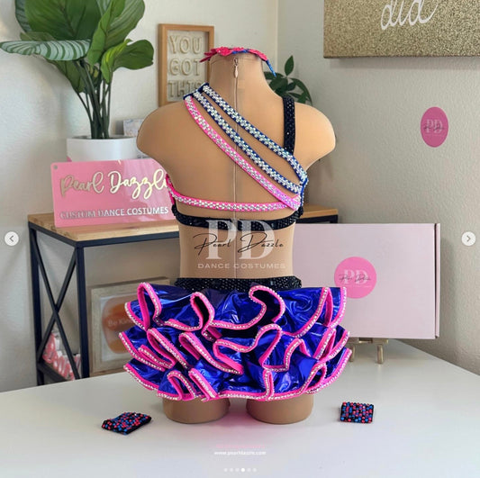 Ready to Ship – CS/CM (6-7Y) Hot Pink &Blue Ruffles Jazz Costume