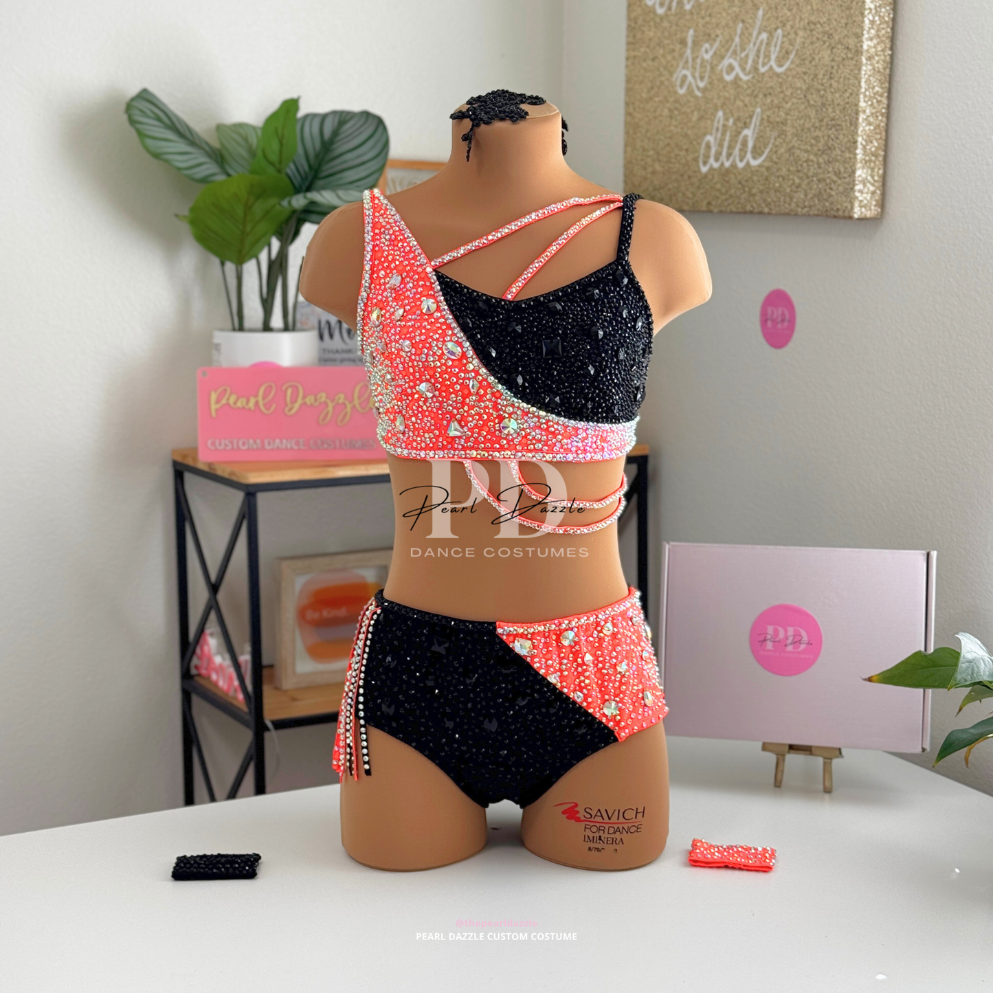 Ready to ship -AS/AM-Black Orange Jazz /Contemporary Dance Costume