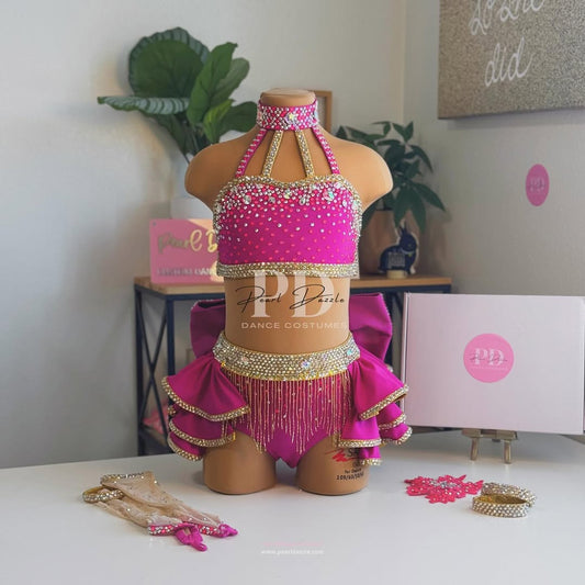 Pearl Dazzle Made to Order Pink Halter Dance Costume