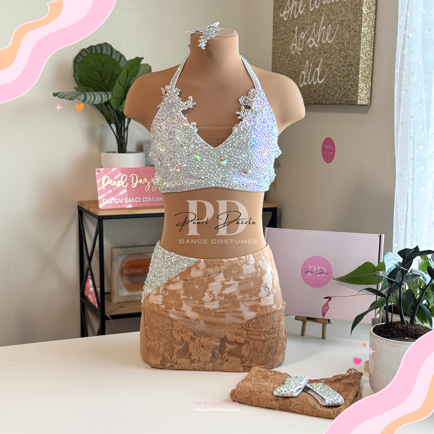 Ready to ship - AXXS（14-16Y)- Diamond Lace Top Lyrical/Open/Contemporary Dance Costume