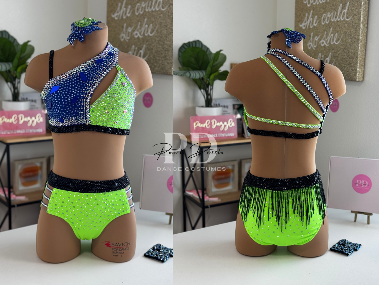 Booking #2271- 9.9 Neon green+blue Jazz Costume