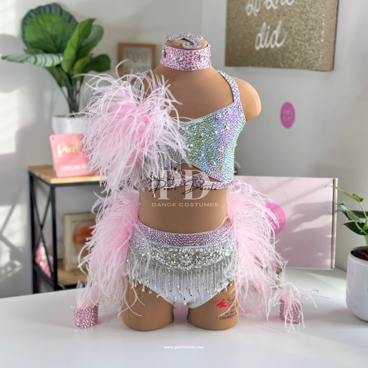 Made to order - Diamond white&pink Luxurious Jazz Dance