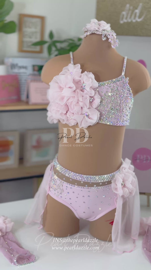 Ready to ship -CS(5-6Y)-Baby Pink Floral Princess Lyrical Costume (with gloves)