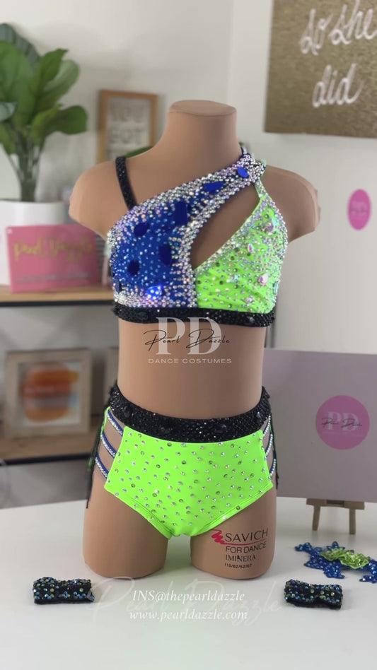 Ready to ship -CL（8-10Y）Blue Green Black Jazz Costume