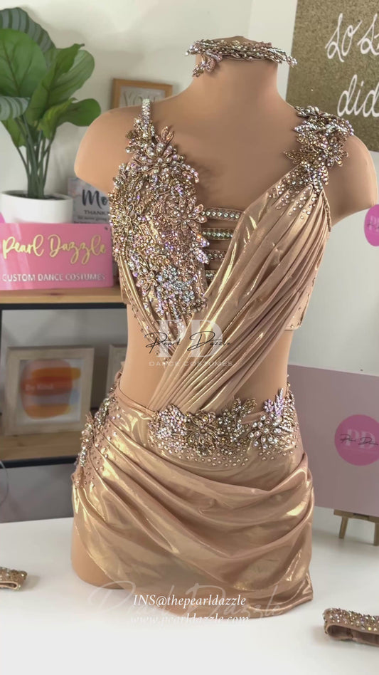 Ready to ship - AXS（Adult 0-2)- Gold foiled Lyrical Costume