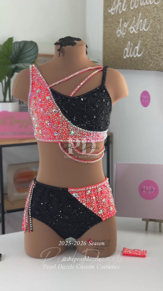 Ready to ship -AS/AM-Black Orange Jazz /Contemporary Dance Costume